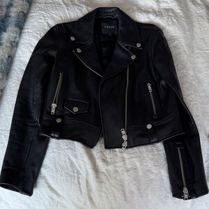DSTLD Black Leather Biker Jacket